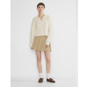 Sunday Best Women Lottie Cream V-Neck Fisherman Cable Knit Sweater Size XXS